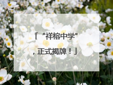 “祥榕中学”，正式揭牌！
