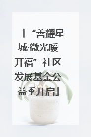 “善耀星城·微光暖开福”社区发展基金公益季开启