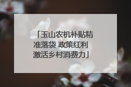 玉山农机补贴精准落袋 政策红利激活乡村消费力