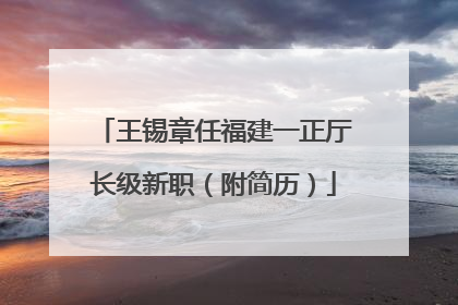 王锡章任福建一正厅长级新职（附简历）