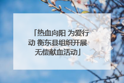 热血向阳 为爱行动 衡东县组织开展无偿献血活动