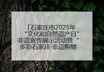 石家庄市2025年“文化和自然遗产日”非遗宣传展示活动暨“多彩石家庄·非遗购物节”倒计时1天