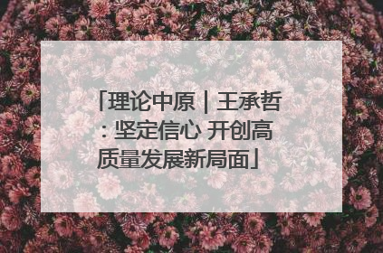 理论中原|王承哲:坚定信心 开创高质量发展新局面