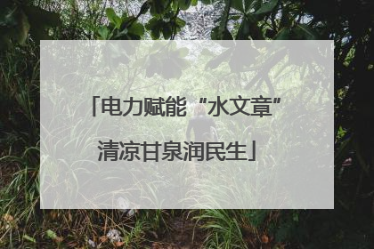 电力赋能“水文章” 清凉甘泉润民生