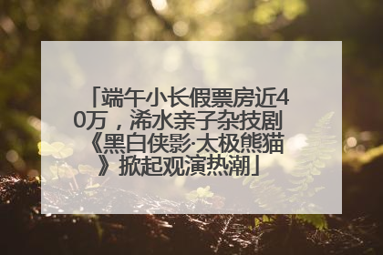 端午小长假票房近40万，浠水亲子杂技剧《黑白侠影·太极熊猫》掀起观演热潮