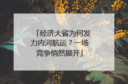 经济大省为何发力内河航运？一场竞争悄然展开
