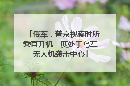 俄军：普京视察时所乘直升机一度处于乌军无人机袭击中心