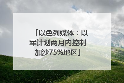 以色列媒体：以军计划两月内控制加沙75%地区