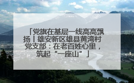 党旗在基层一线高高飘扬丨雄安新区雄县黄湾村党支部：在老百姓心里，筑起“一座山”