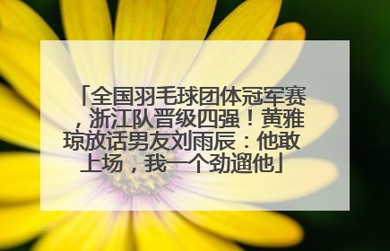 全国羽毛球团体冠军赛，浙江队晋级四强！黄雅琼放话男友刘雨辰：他敢上场，我一个劲遛他
