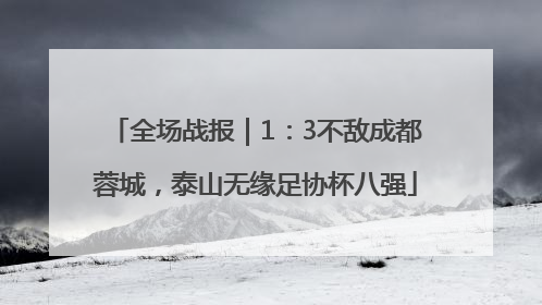 全场战报｜1：3不敌成都蓉城，泰山无缘足协杯八强