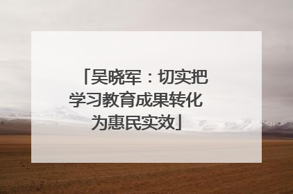 吴晓军：切实把学习教育成果转化为惠民实效