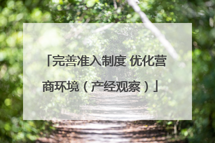 完善准入制度 优化营商环境（产经观察）