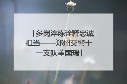多岗淬炼诠释忠诚担当——郑州交警十一支队董国瑞