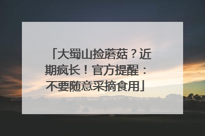大蜀山捡蘑菇？近期疯长！官方提醒：不要随意采摘食用