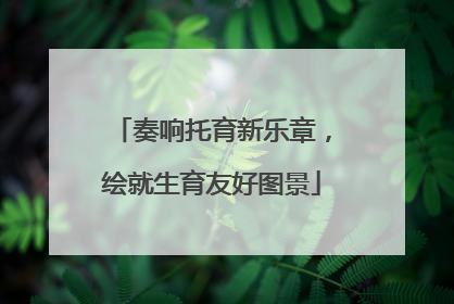 奏响托育新乐章，绘就生育友好图景