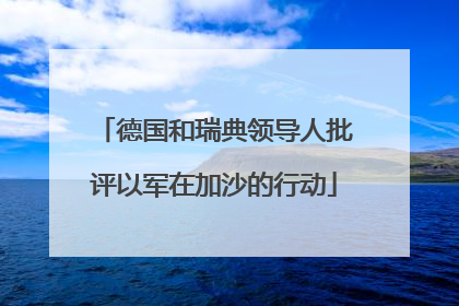 德国和瑞典领导人批评以军在加沙的行动