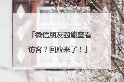 微信朋友圈能查看访客？回应来了！
