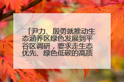 尹力、殷勇就推动生态涵养区绿色发展到平谷区调研，要求走生态优先、绿色低碳的高质量发展之路