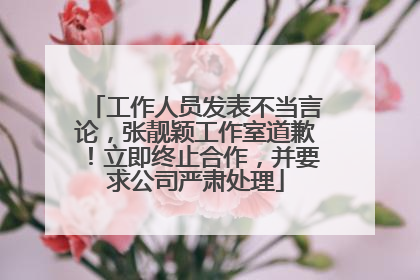 工作人员发表不当言论，张靓颖工作室道歉！立即终止合作，并要求公司严肃处理
