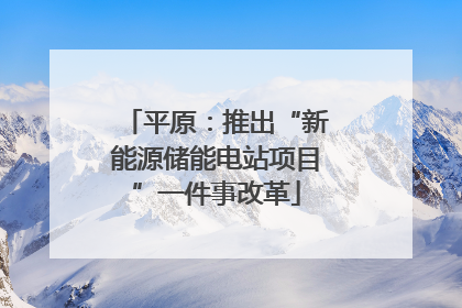 平原：推出“新能源储能电站项目”一件事改革