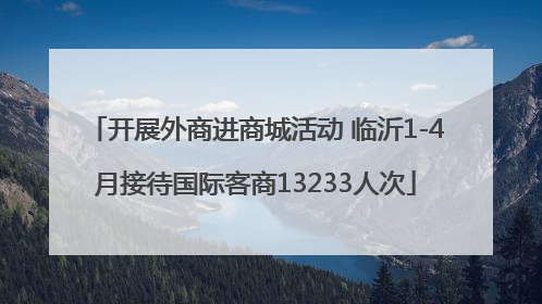 开展外商进商城活动 临沂1-4月接待国际客商13233人次
