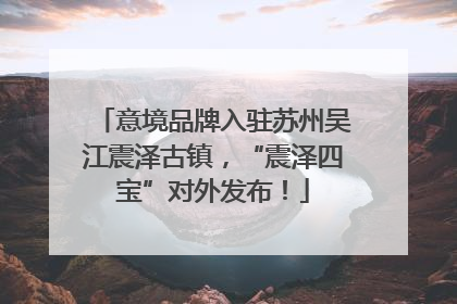 意境品牌入驻苏州吴江震泽古镇，“震泽四宝”对外发布！