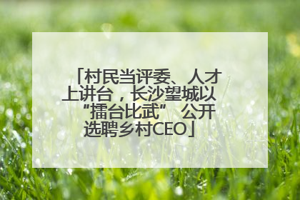 村民当评委、人才上讲台，长沙望城以“擂台比武” 公开选聘乡村CEO