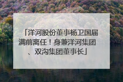 洋河股份董事杨卫国届满前离任！身兼洋河集团、双沟集团董事长