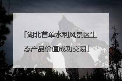 湖北首单水利风景区生态产品价值成功交易