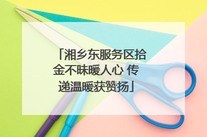 湘乡东服务区拾金不昧暖人心 传递温暖获赞扬