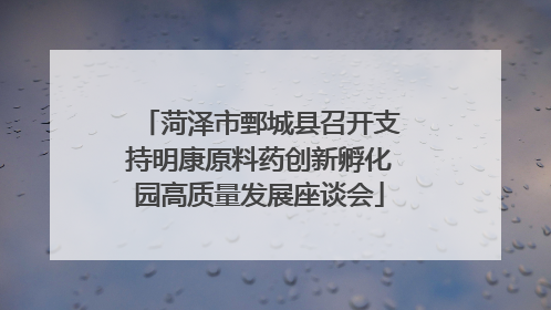 菏泽市鄄城县召开支持明康原料药创新孵化园高质量发展座谈会