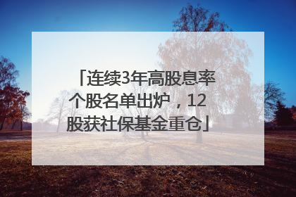 连续3年高股息率个股名单出炉，12股获社保基金重仓
