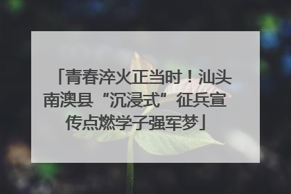 青春淬火正当时！汕头南澳县“沉浸式”征兵宣传点燃学子强军梦