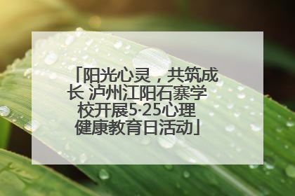 阳光心灵，共筑成长 泸州江阳石寨学校开展5·25心理健康教育日活动