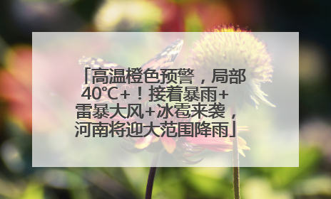 高温橙色预警，局部40℃+！接着暴雨+雷暴大风+冰雹来袭，河南将迎大范围降雨