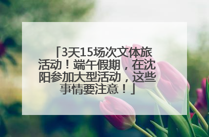 3天15场次文体旅活动！端午假期，在沈阳参加大型活动，这些事情要注意！
