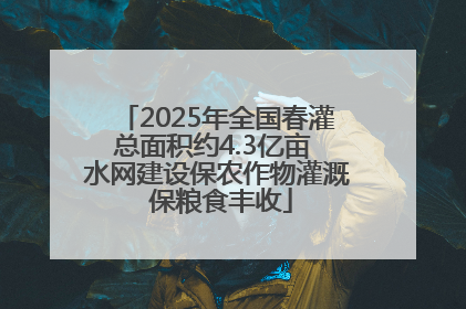 2025年全国春灌总面积约4.3亿亩 水网建设保农作物灌溉 保粮食丰收