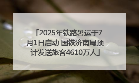 2025年铁路暑运于7月1日启动 国铁济南局预计发送旅客4610万人