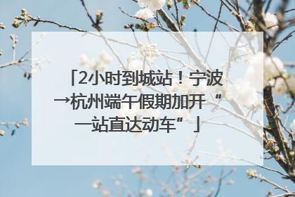 2小时到城站！宁波→杭州端午假期加开“一站直达动车”
